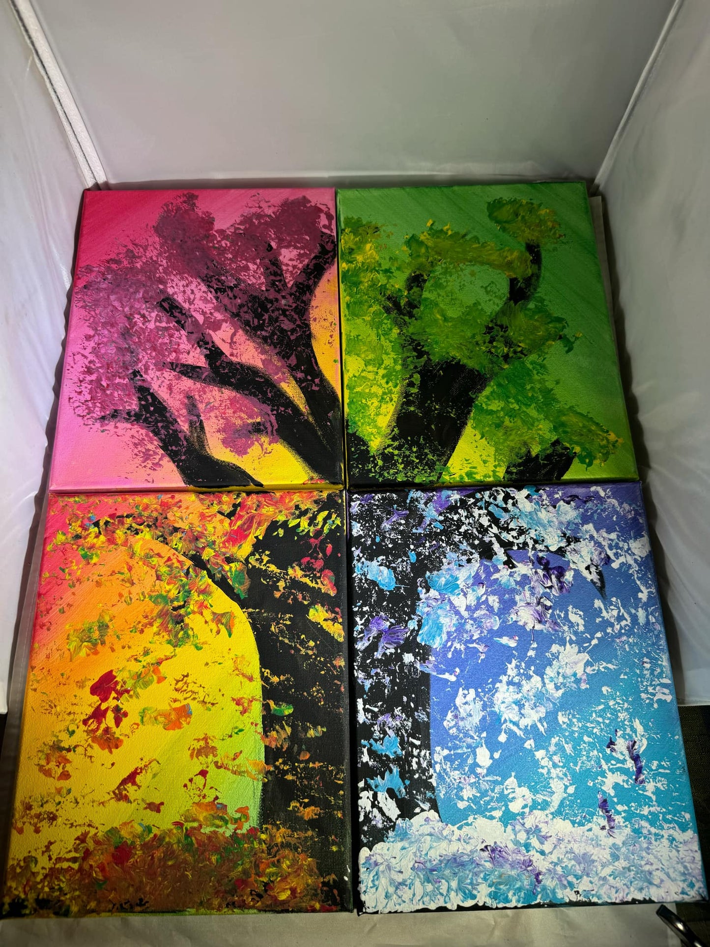 "Seasons Tree" by Caragh C. (Set of 4, Canvas Panels, 8" x 10" each)