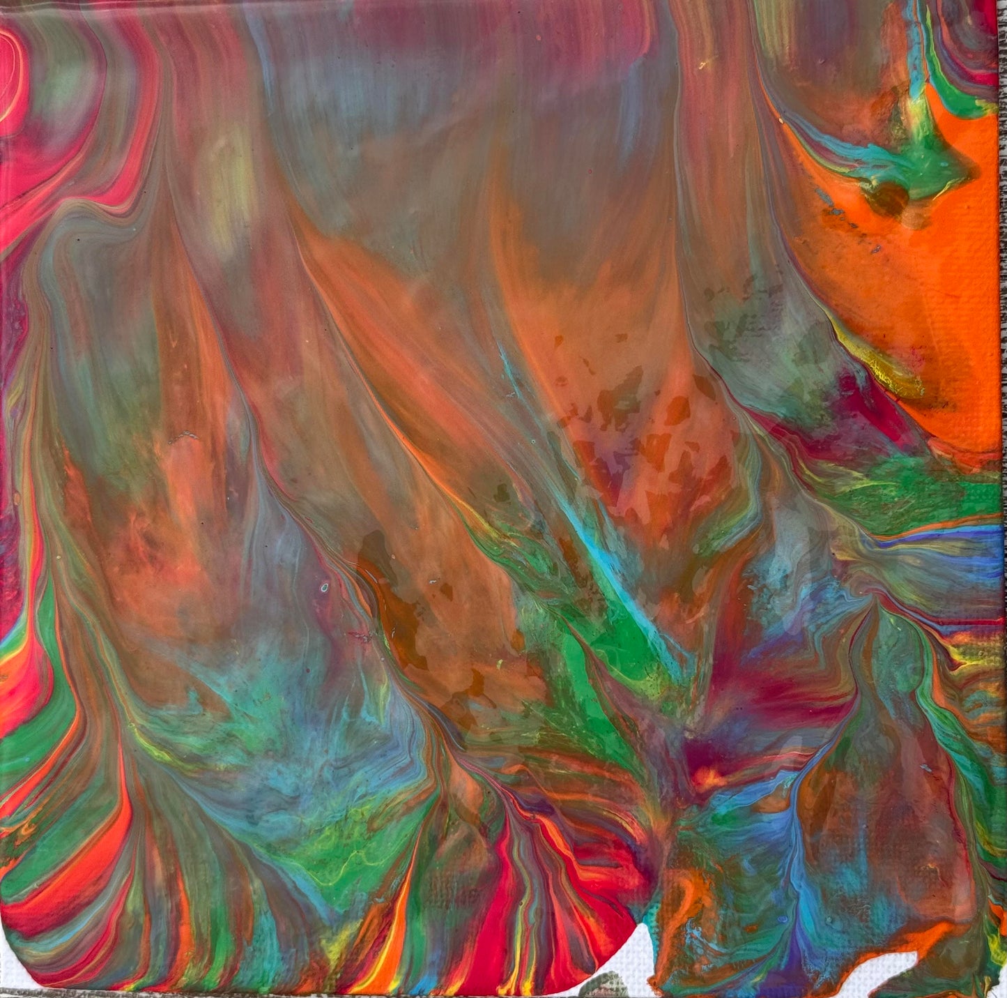 "Rainbow Pour Art for Ava 2" by Zane M. (Canvas Board, 6" x 6")