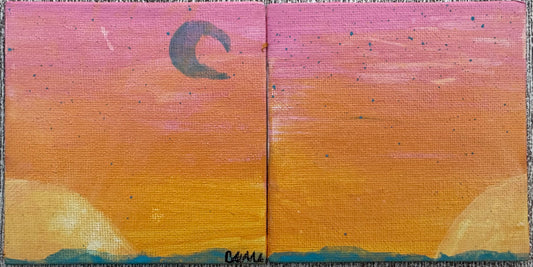 "Beach Sunset" by Caragh C. (Set of Canvas Boards, 6" x 6")