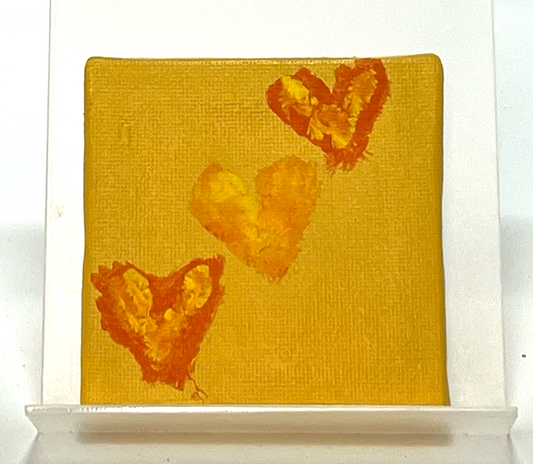 "Hearts of Fire" (Canvas, 3" x 3") by Caragh C.