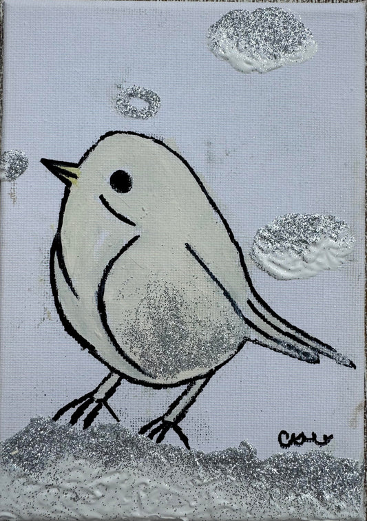 "White Song Bird for Ava" by Caragh C. (Canvas, 5" x 7")
