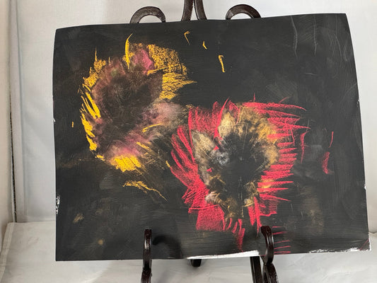 Kid art for sale to help those in need. Pictured "Blowing Leaves" by Zane M. (Cardstock, 8.5" x 11")